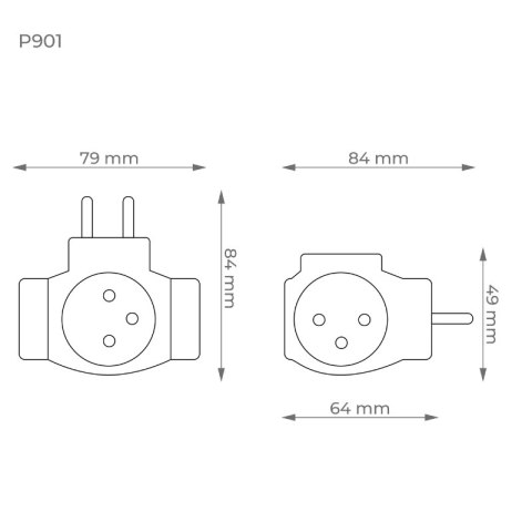 Rozgałęźnik elektryczny, 3 gniazda z uziemieniem, czarny DPM