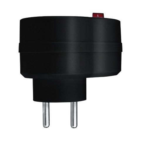 Rozgałęźnik elektryczny z włącznikiem, 2 gniazda z uziemieniem, czarny DPM