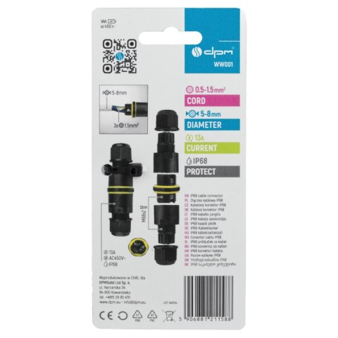 Złączka kablowa, 3 x 1.5 mm2, IP68 DPM