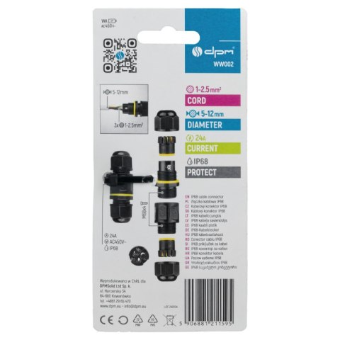 Złączka kablowa, 3 x 2.5 mm2, IP68 DPM
