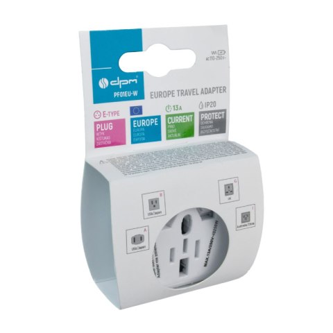 Adapter podróżny Europa, biały DPM