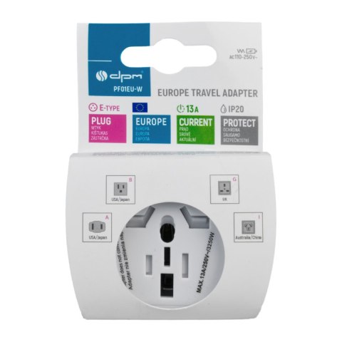 Adapter podróżny Europa, biały DPM