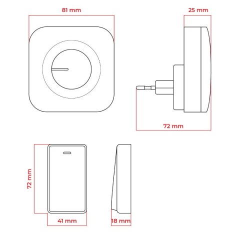 Dzwonek bezprzewodowy kinetyczny, odbiornik AC 230 V, czarny, LUMIO