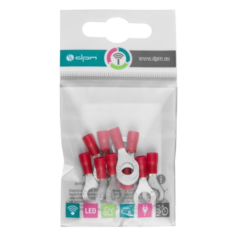 Izolowana końcówka oczkowa, maksymalny przekrój 1mm2, oczko śrubowe: M6, torebka foliowa po 10 szt.