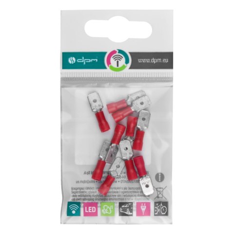 Konektor izolowany płaski, 1 mm2, czerwony, 10 szt.