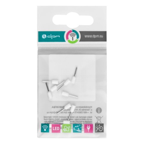 Konektor izolowany tulejka miedziana 8 mm, 0,5 mm2, biały, 10 szt.