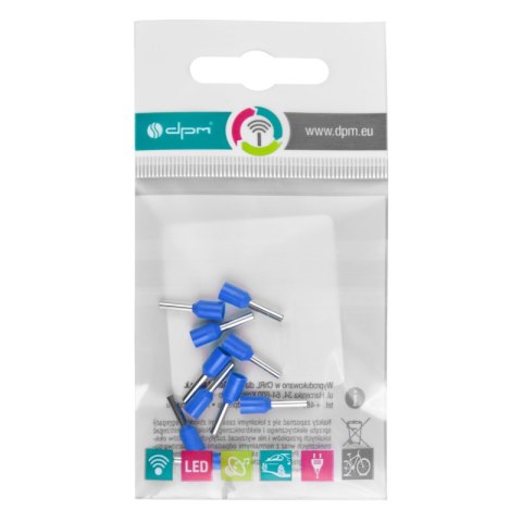 Konektor izolowany tulejka miedziana 8 mm, 0,75 mm2, niebieski, 10 szt.