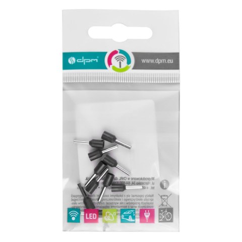 Konektor izolowany tulejka miedziana 8 mm, 1,5 mm2, czarny, 10 szt.
