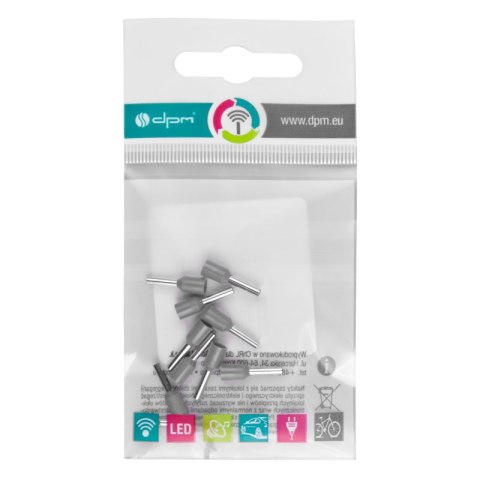 Konektor izolowany tulejka miedziana 8 mm, 2,5 mm2, szary, 10 szt.