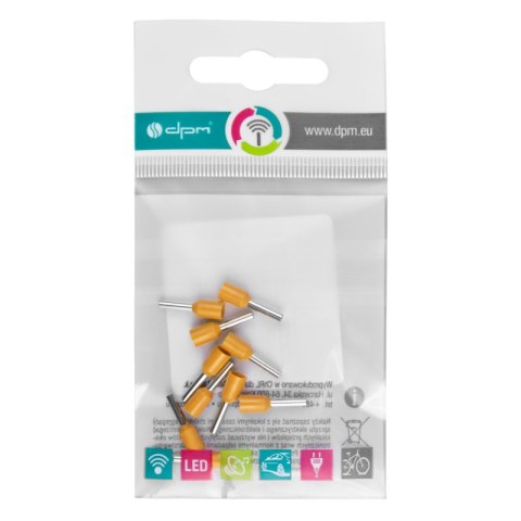 Konektor izolowany tulejka miedziana 8 mm, 4 mm2, pomarańczowy, 10 szt.