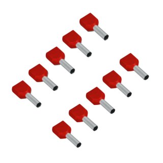 Konektor podwójnie izolowany tulejka miedziana 8 mm, 1 mm2, czerwony, 10 szt.