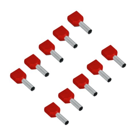 Konektor podwójnie izolowany tulejka miedziana 8 mm, 1 mm2, czerwony, 10 szt.