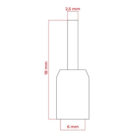 Konektor podwójnie izolowany tulejka miedziana 8 mm, 1 mm2, czerwony, 10 szt.