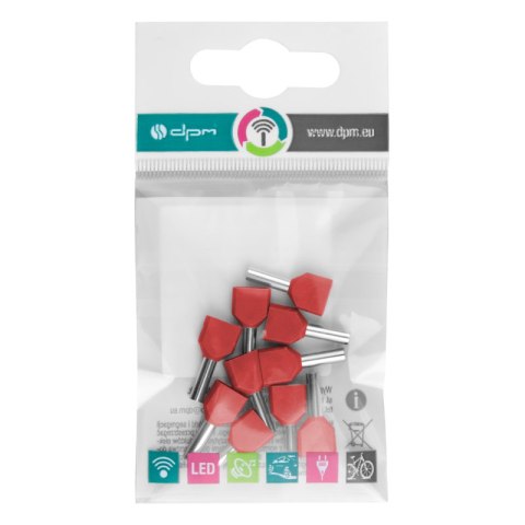 Konektor podwójnie izolowany tulejka miedziana 8 mm, 1 mm2, czerwony, 10 szt.
