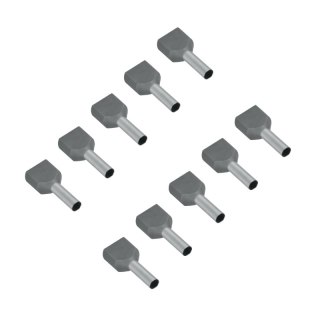 Konektor podwójnie izolowany tulejka miedziana 8 mm, 2,5 mm2, szary, 10 szt.