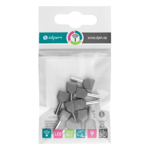 Konektor podwójnie izolowany tulejka miedziana 8 mm, 2,5 mm2, szary, 10 szt.