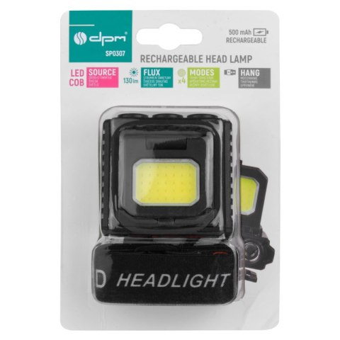 Lampa czołowa LED/COB, ładowalna, 130 lm DPM