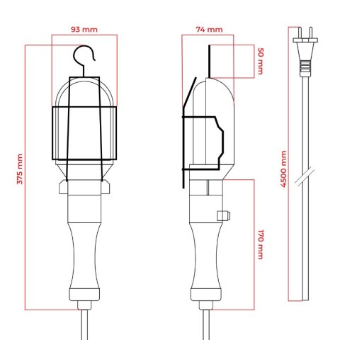 Lampa robocza LED, 500 lm, 7000 K, AC 230 V~, IP20