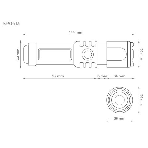 Latarka aluminiowa COB/XPE, ładowalna, 150 lm, 500 mAh DPM