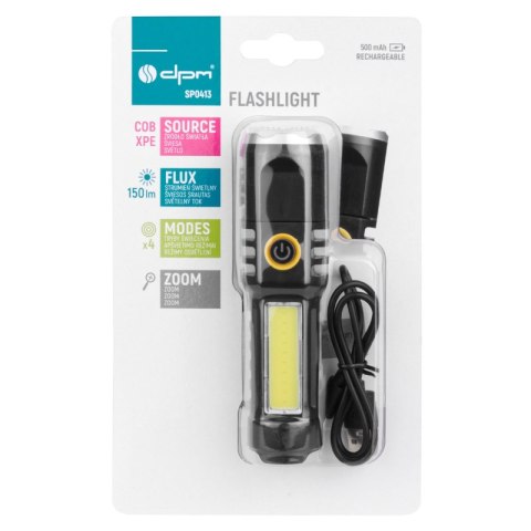 Latarka aluminiowa COB/XPE, ładowalna, 150 lm, 500 mAh DPM