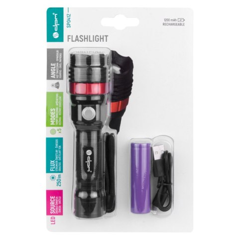 Latarka aluminiowa LED, ładowalna, 250 lm DPM