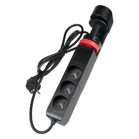 Listwa podblatowa, 3 gniazda, 3 x USB, 1,5 m, czarna DPM