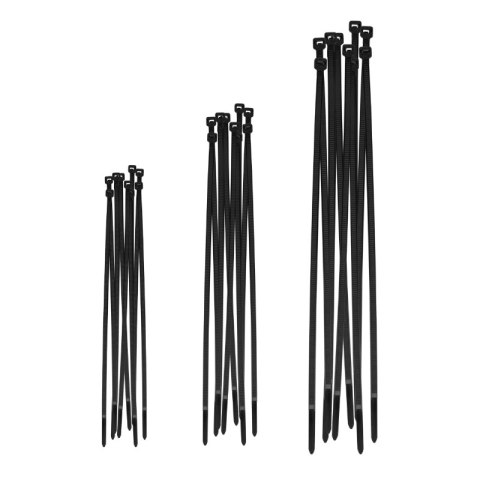 Opaski zaciskowe, 200 / 300 / 350 mm, 60 szt., czarne