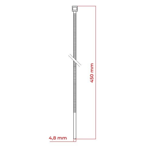Opaski zaciskowe, 4,8 x 450 mm, 25 szt., białe