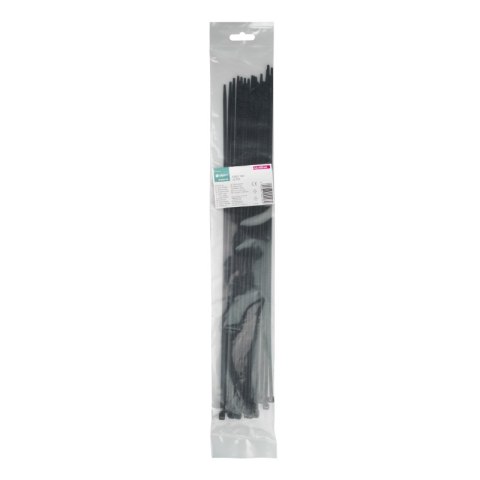 Opaski zaciskowe, 4,8 x 450 mm, 25 szt., czarne