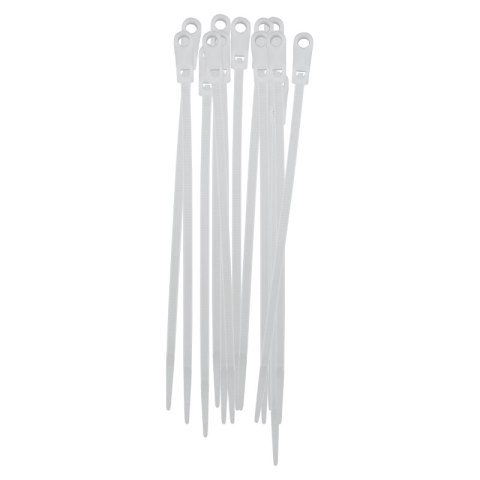 Opaski zaciskowe z otworem na śrubę 3,6 x 145 mm, 25 szt., białe