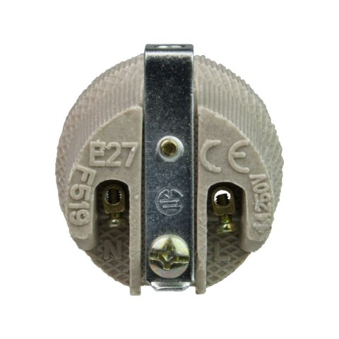 Oprawka E27 z blaszką, ceramiczna, typ 426, biała