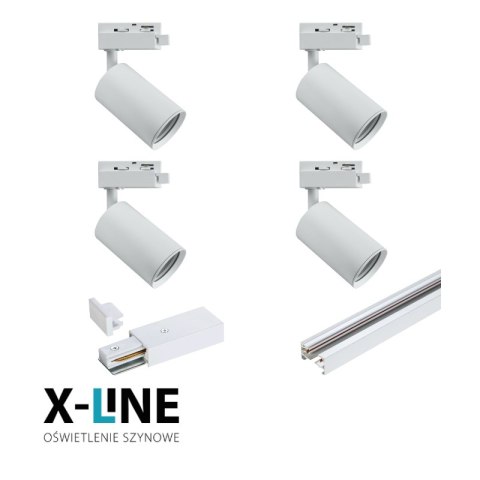 Oświetlenie szynowe - zestaw 4 x GU10, biały, X-LINE DPM