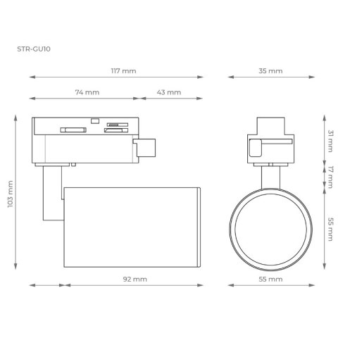 Oświetlenie szynowe - zestaw 4 x GU10, czarny, X-LINE DPM