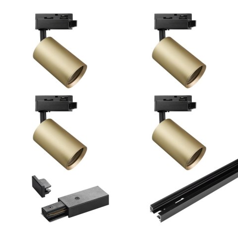 Oświetlenie szynowe - zestaw 4 x GU10, złoty, X-LINE DPM