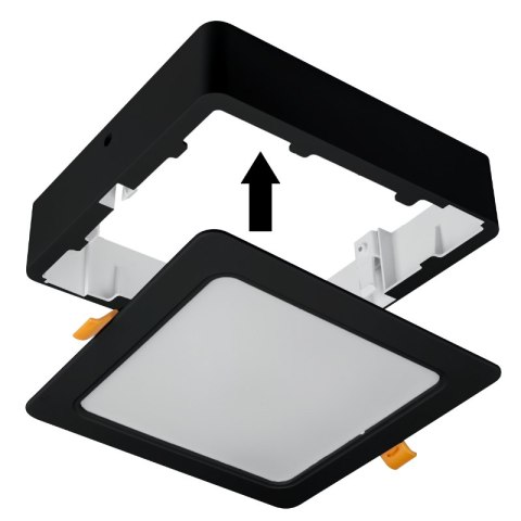 Plafon LED 2 w 1, 18 W, 1900 lm, 3000K-4000K-6000K, IP54, kwadratowy, czarny DPM