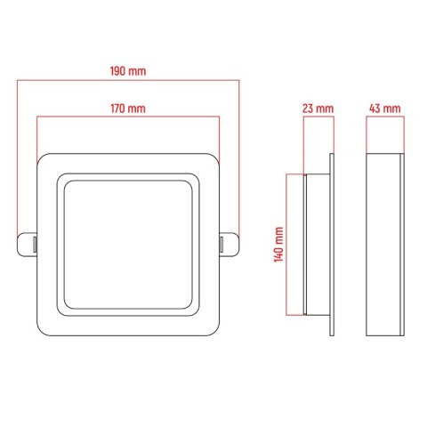 Plafon LED 2 w 1, 18 W, 1900 lm, 3000K-4000K-6000K, IP54, kwadratowy, czarny DPM