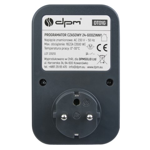 Programator czasowy analogowy 24 h, szary
