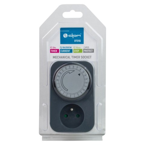 Programator czasowy analogowy 24 h, szary