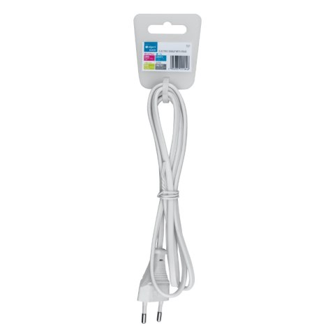 Przewód elektryczny z wtyczką płaską, biały, 3 m