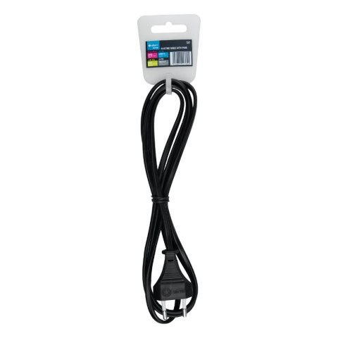 Przewód elektryczny z wtyczką płaską, czarny, 1,8 m