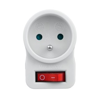 Rozgałęźnik elektryczny z włącznikiem, 1 gniazdo z uziemieniem, biały
