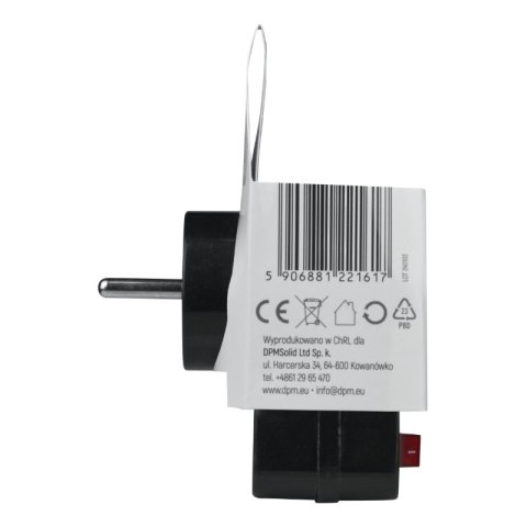 Rozgałęźnik elektryczny z włącznikiem, 1 gniazdo z uziemieniem, czarny