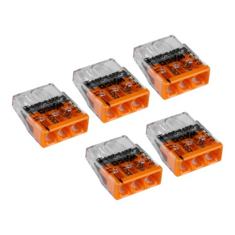 Szybkozłączka instalacyjna drut 3 x 0,5-2,5 mm2, 5 szt., WAGO
