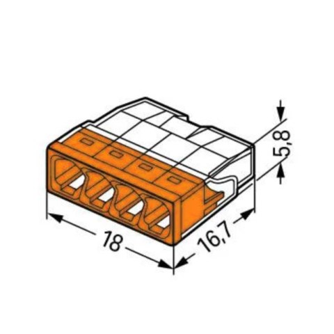 Szybkozłączka instalacyjna drut 3 x 0,5-2,5 mm2, 5 szt., WAGO