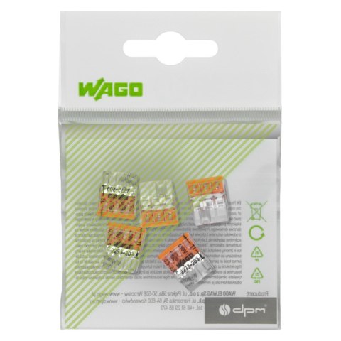 Szybkozłączka instalacyjna drut 3 x 0,5-2,5 mm2, 5 szt., WAGO