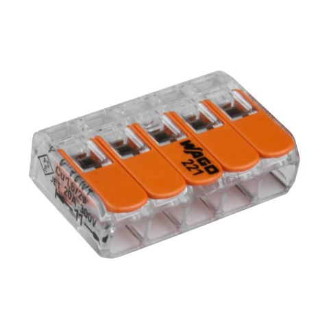 Szybkozłączka instalacyjna linka 5 x 4 mm2, 5 szt., WAGO