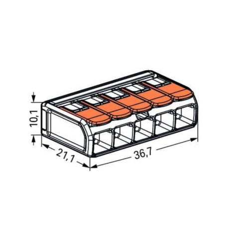 Szybkozłączka instalacyjna linka 5 x 4 mm2, 5 szt., WAGO