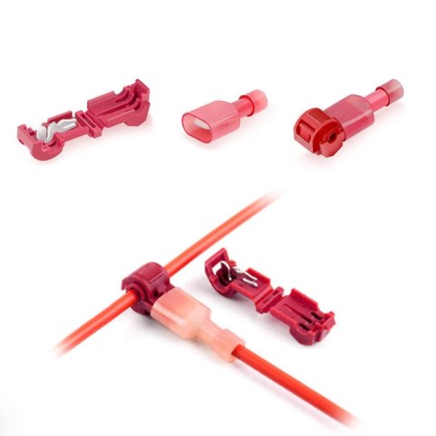 Szybkozłączki elektryczna, typ T, 0.5-1.5 mm2, czerwona, 5 szt.