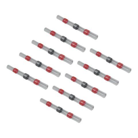 Szybkozłączki przelotowe z cyną, termokurczliwe, 0.5-1.0 mm2, czerwone, 10 szt.