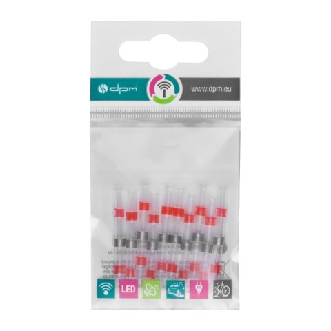 Szybkozłączki przelotowe z cyną, termokurczliwe, 0.5-1.0 mm2, czerwone, 10 szt.
